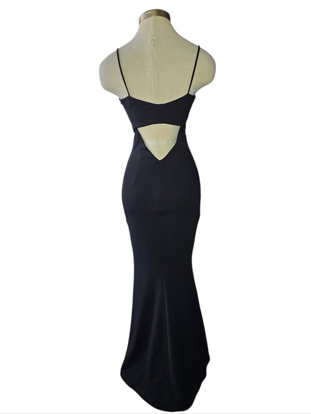 Katie May Bambi Back Cut-Out Black Spaghetti-Strap Evening Gown Size 0 - Picture 5 of 8